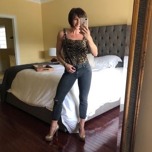 Express leopard thong body suit - size medium